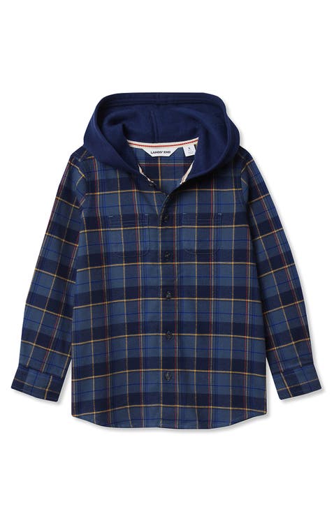 Kids Long Sleeve Hoodie Flannel Shirt