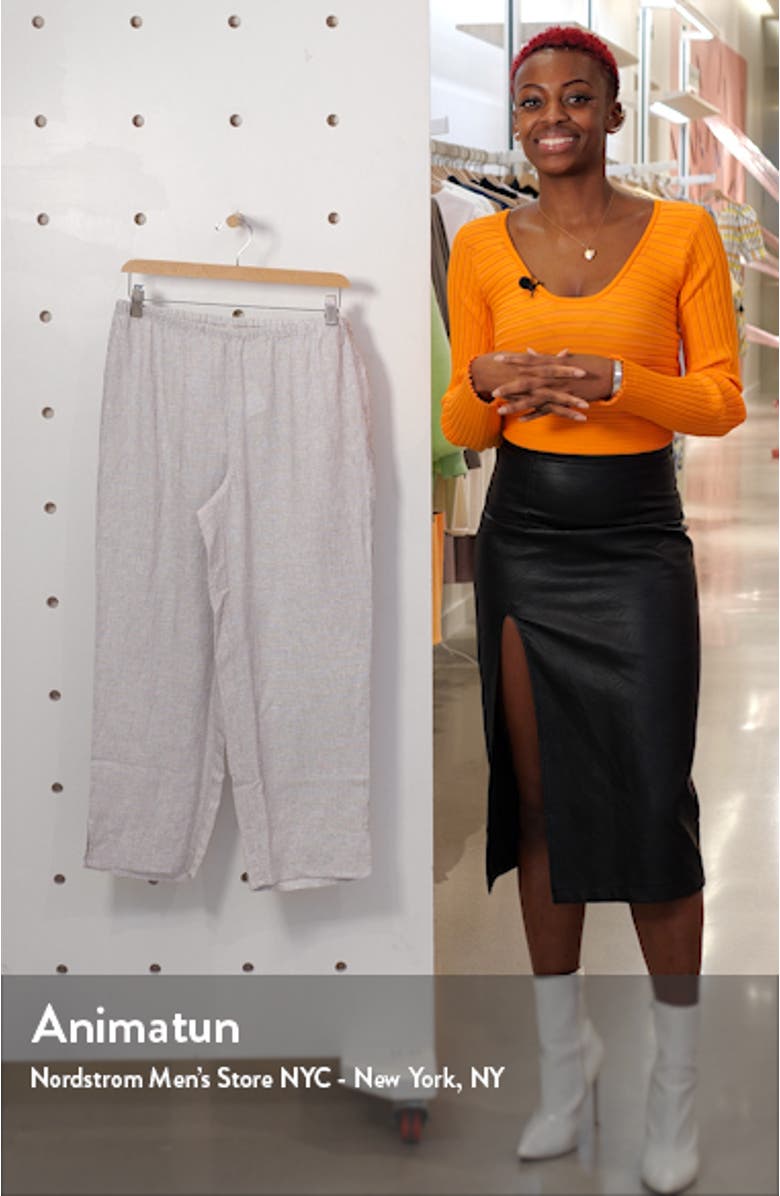Check Organic Linen Crop Straight Leg Pants, sales video thumbnail