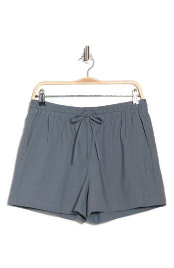 Theory Simple Cotton & Linen Shorts In Steel