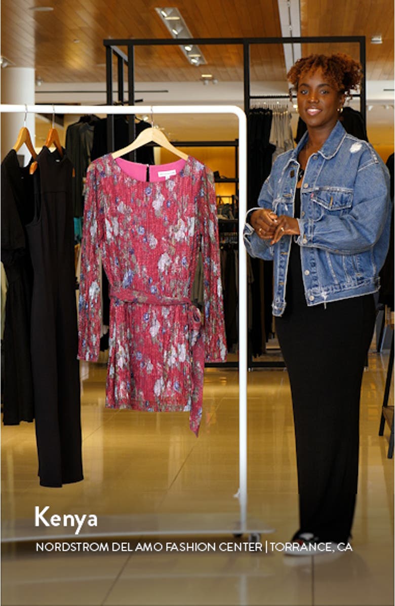 Kirsi Metallic Floral Long Sleeve Minidress, sales video thumbnail