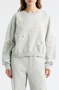 LoveShackFancy Linetta Lace Bow Inset Cotton Blend Sweatshirt