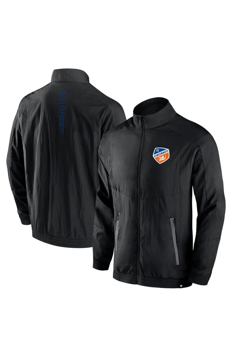 FANATICS Men's Fanatics Branded Black FC Cincinnati Header Raglan Full-Zip Jacket, Alternate, color, 