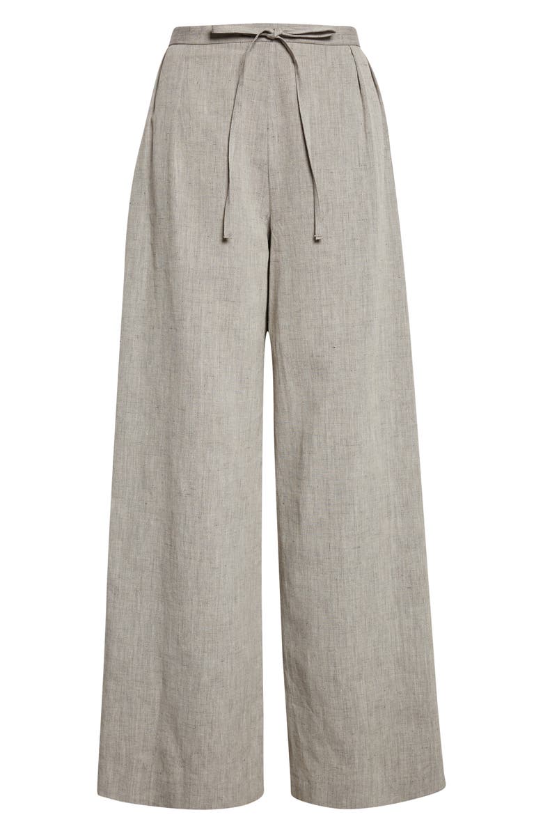 LOULOU DE SAISON Clark Loose Fit Mélange Linen & Cotton Wide Leg Pants, Main, color, Grey Melange