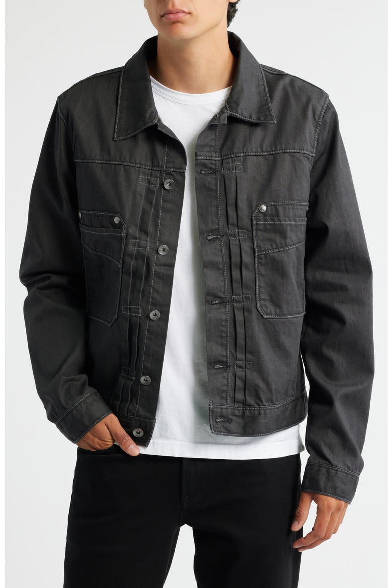 Coated Denim Jacket, Main, color, BLACK