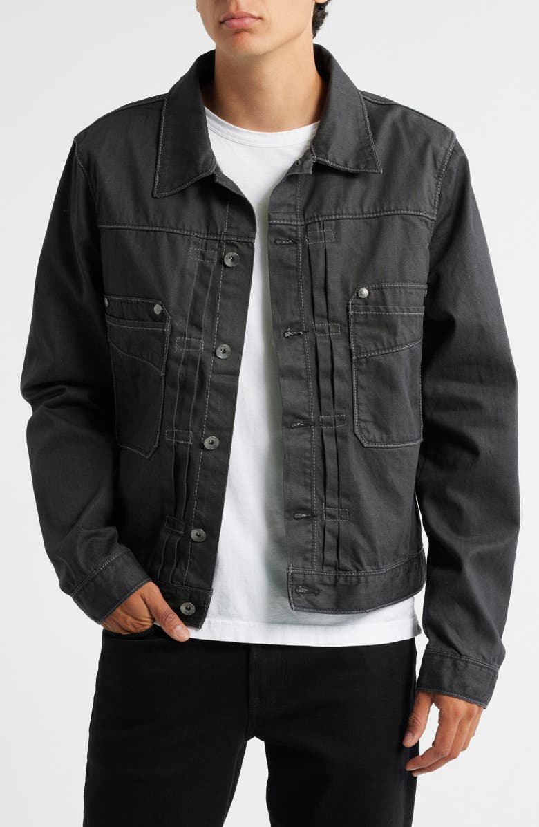 LEVEL 7 Coated Denim Jacket, Main, color, Black