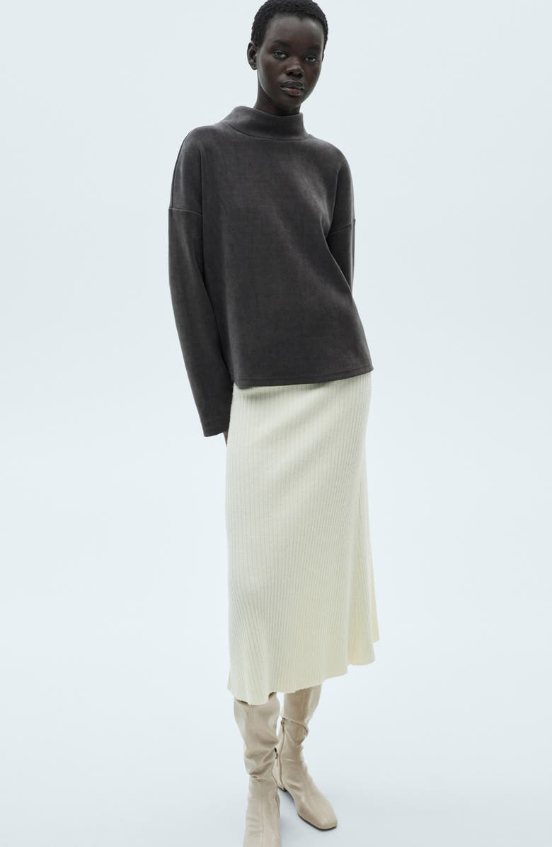 MANGO Mock Neck Corduroy Sweatshirt, Alternate, color, 