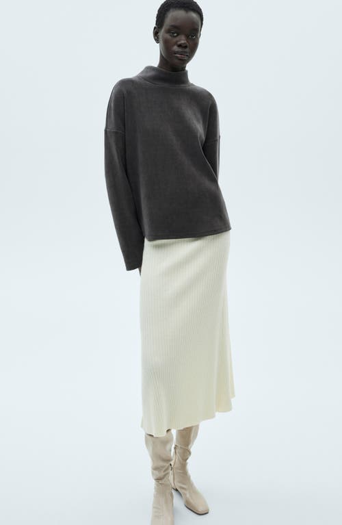 Shop Mango Mock Neck Corduroy Sweatshirt In Dark Heather Grey