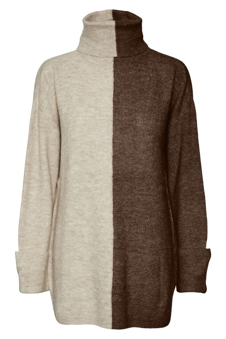 Lefile Colorblock Turtleneck Sweater, Main, color, BIRCH DETAIL W MELANGE