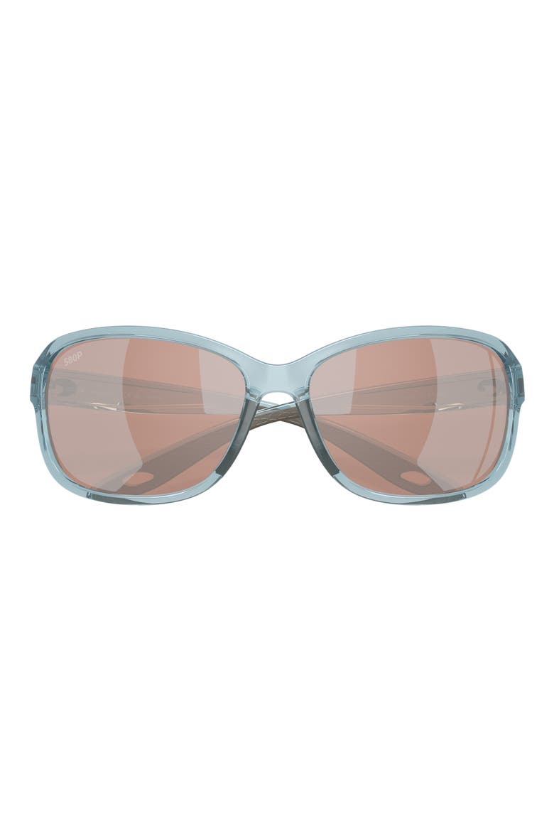Seadrift 58mm Polarized Square Sunglasses, Alternate, color, TRANSLUCENT SILT BLUE