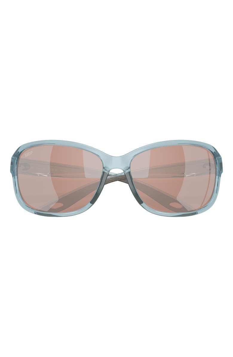 Costa Del Mar Seadrift 58mm Polarized Square Sunglasses, Alternate, color, Translucent Silt Blue