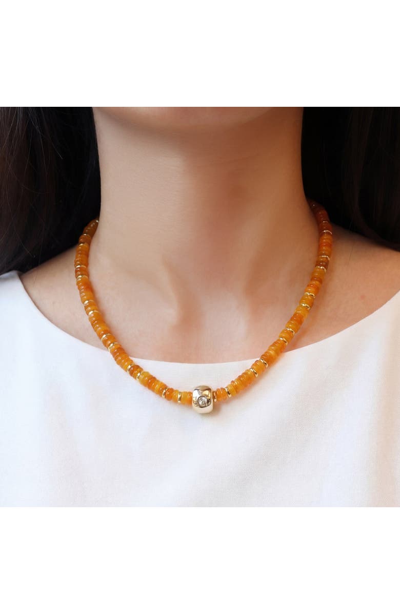 The Lovery Fine Jewelry Orange Bead Rondel Necklace, Alternate, color, Orange