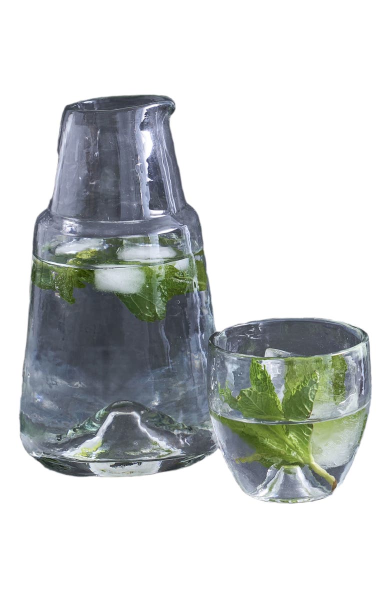 The Collective Home Pebbled Bedside Carafe Set, Main, color, Clear