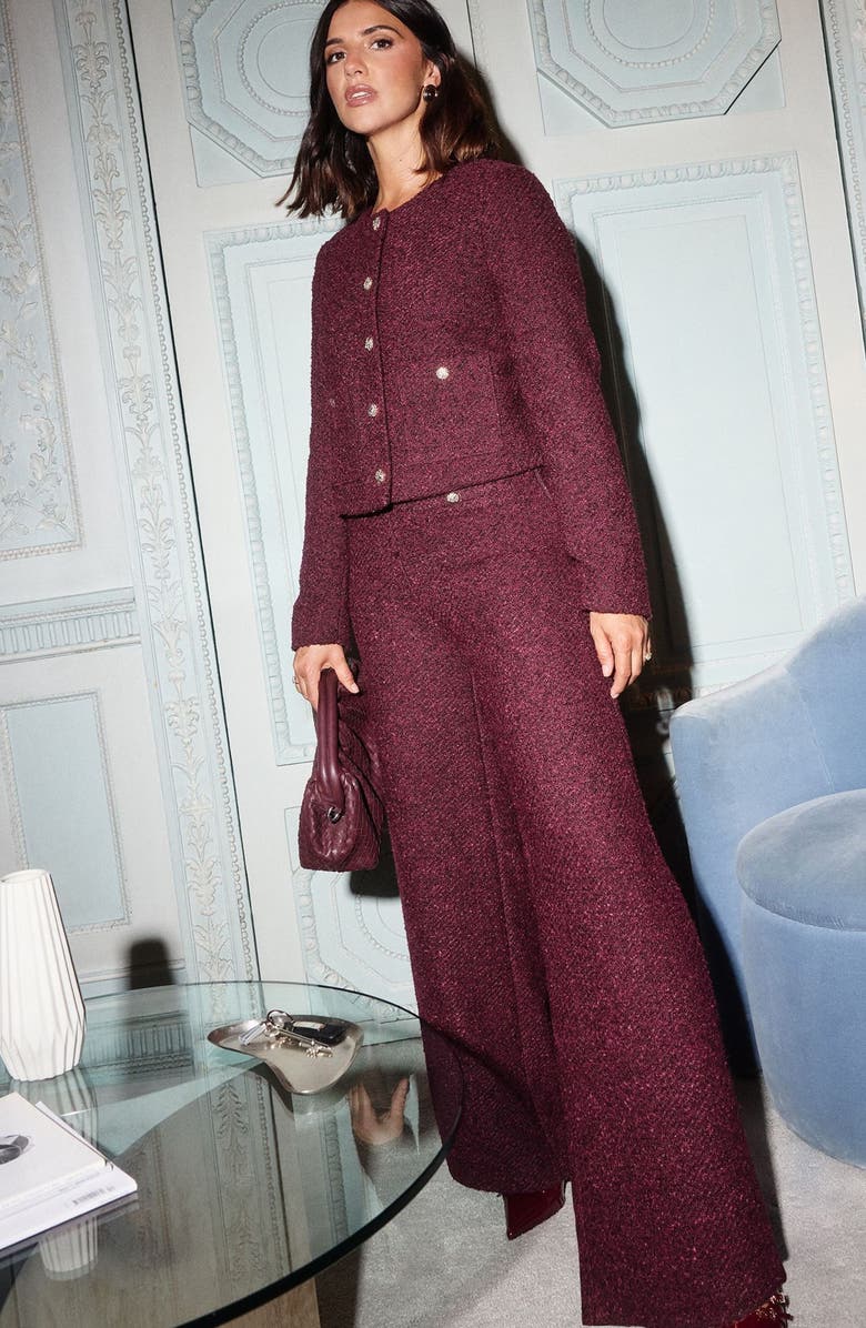 Friends Like These Boucle Crop Jacket, Alternate, color, Red