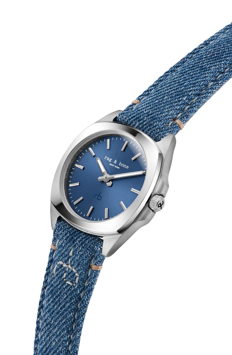rag & bone Bleeker Denim Strap Watch, 30mm, Alternate, color,