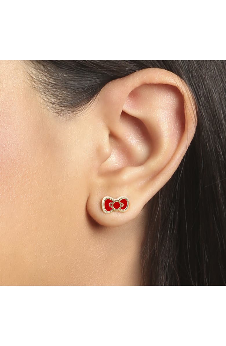 Hello Kitty Snowman Necklace and Earring Christmas Set, Alternate, color, Yellow Gold, White, Red