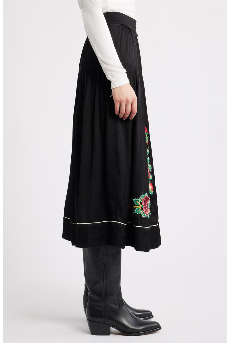 Heirloom Rose Embroidered Skirt, Alternate, color, BLACK