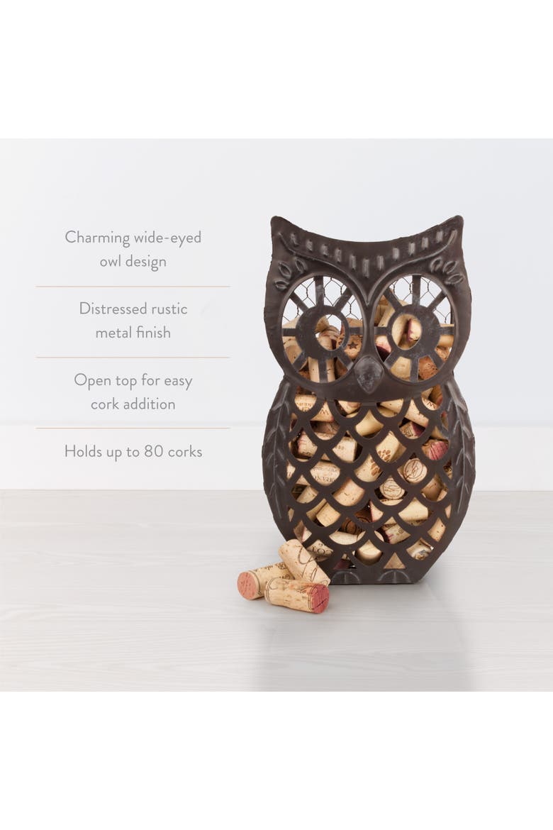 Wise Owl Cork Holder, Alternate, color, Black