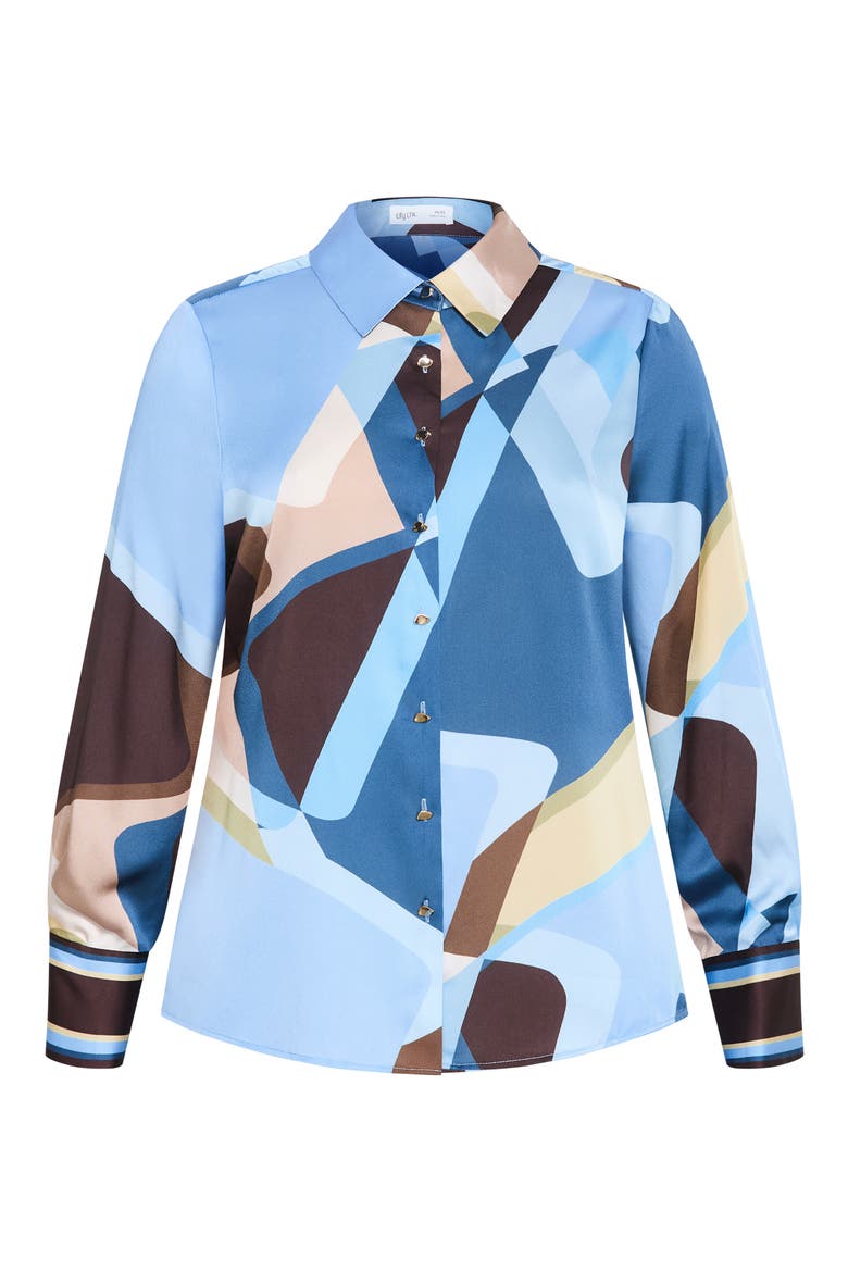 Amaya Print Shirt, Alternate, color, BLUE ABSTRACT