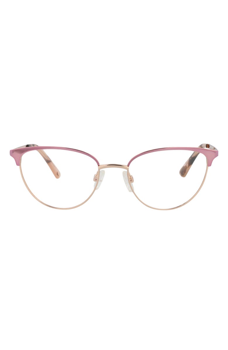 McQueen 50mm Cat Eye Optical Glasses, Main, color, Pink Gold Transparent