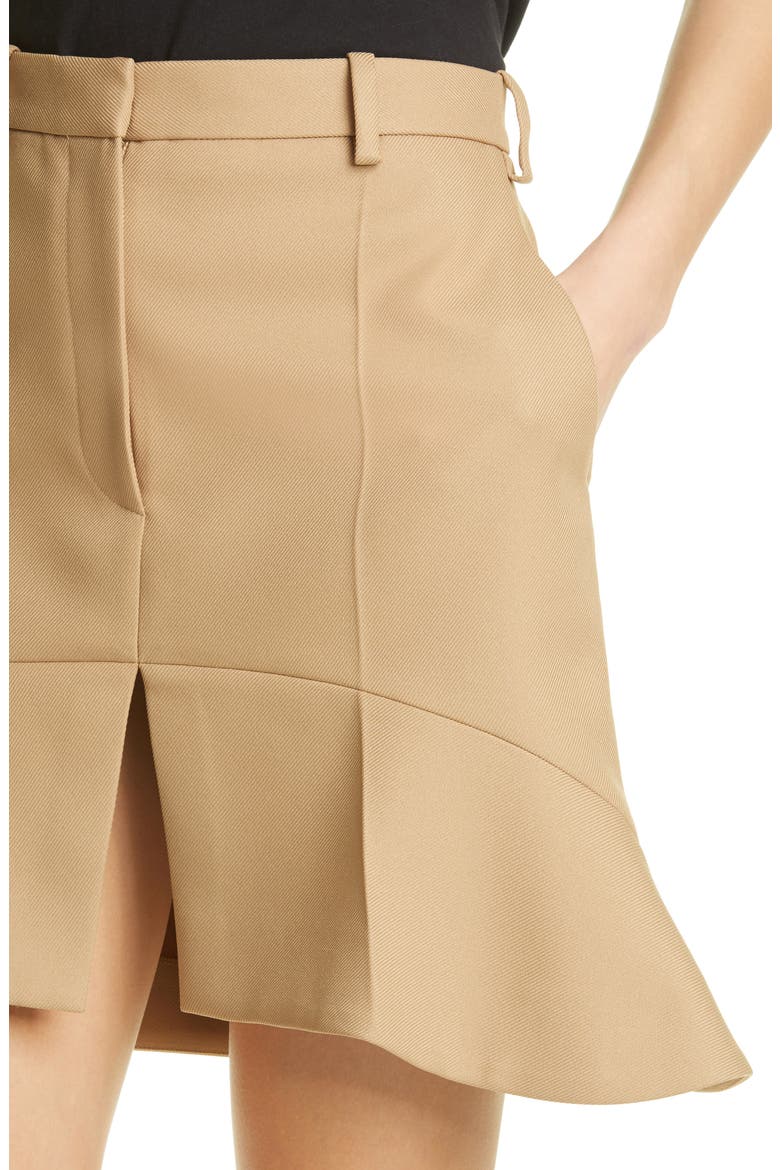 Arabella Peplum Twill Miniskirt, Alternate, color, CAMEL