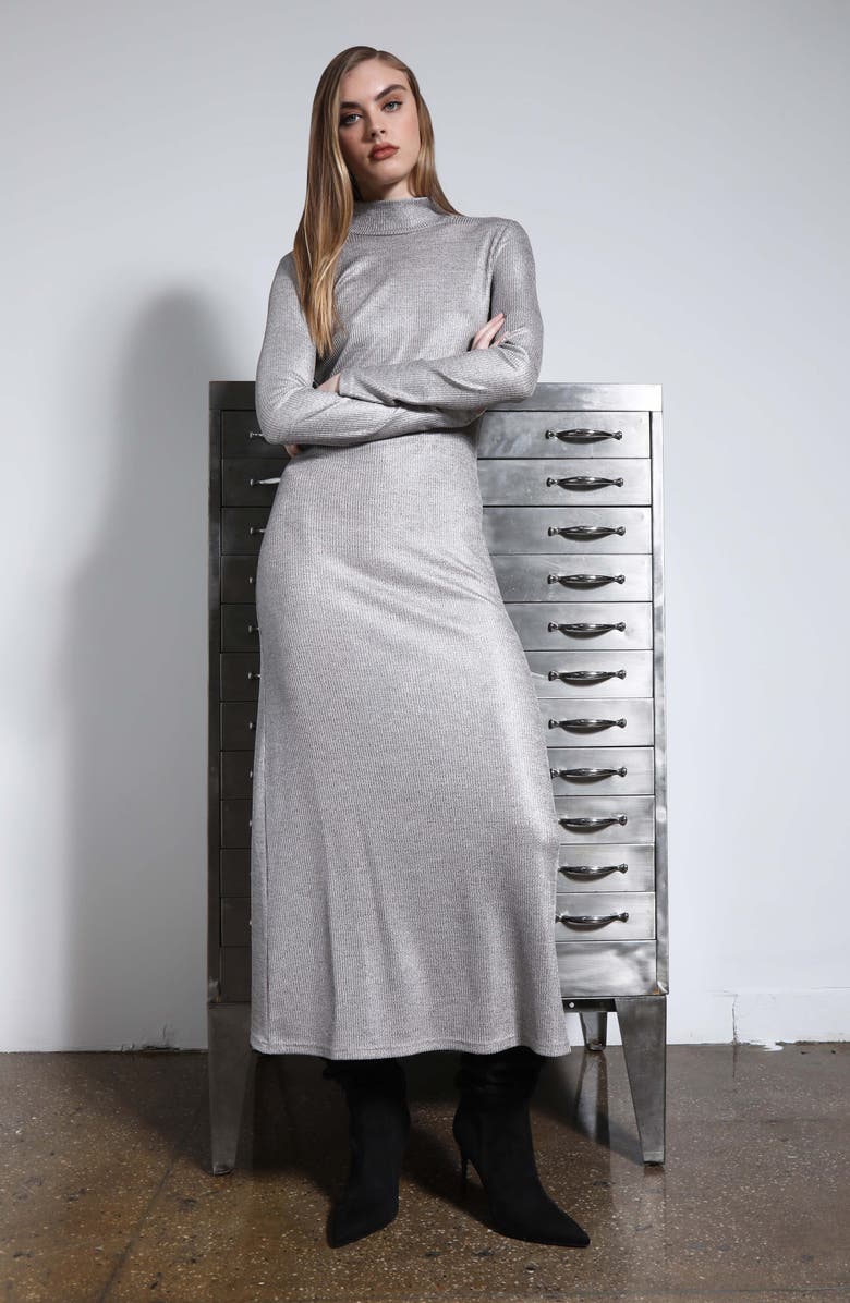 Walter Baker Ella Metallic Long Sleeve Sweater Dress, Alternate, color, 