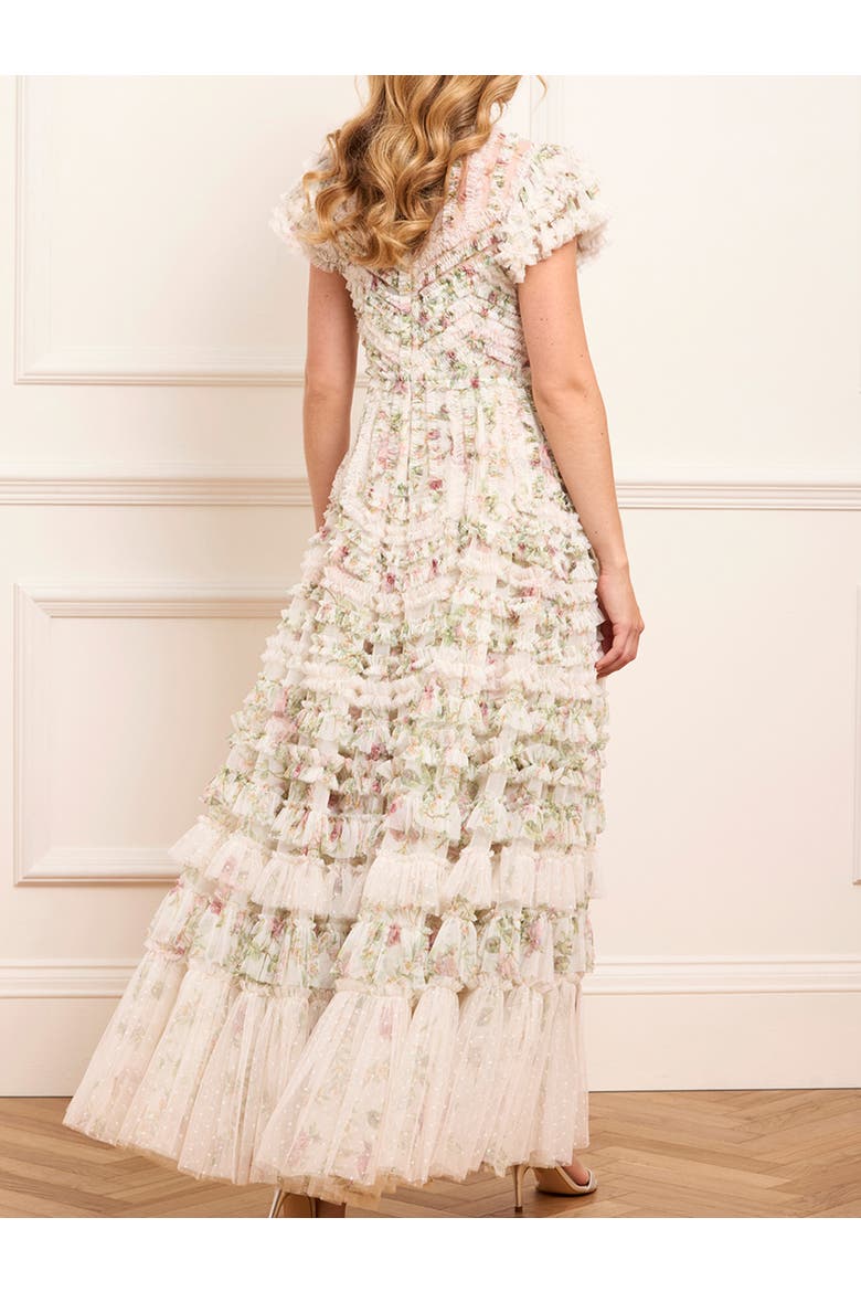 Colette'S La Vie En Rose Round Neck Gown, Alternate, color, Moonshine/Cream