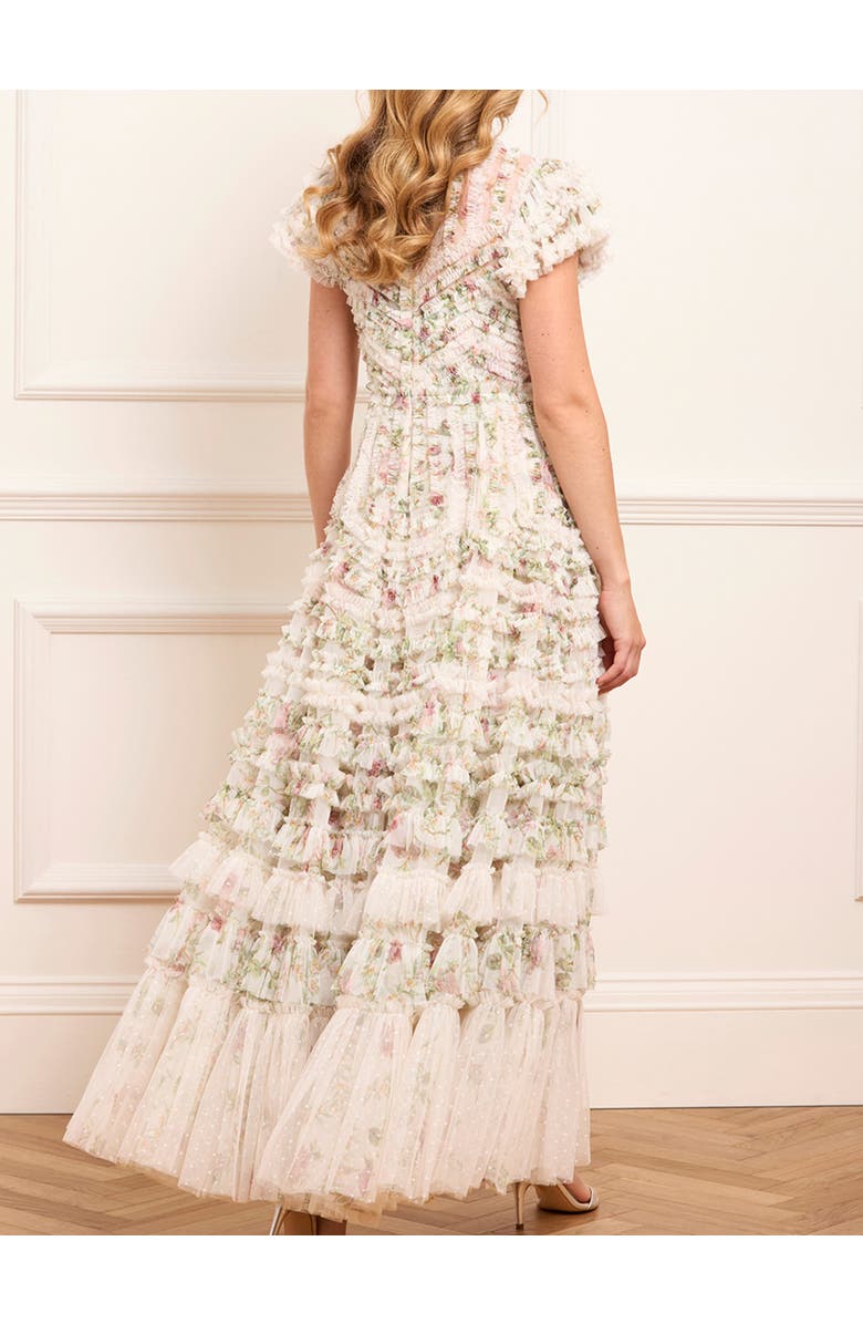 Needle & Thread Colette'S La Vie En Rose Round Neck Gown, Alternate, color, Moonshine/Cream