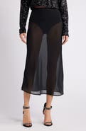 Open Edit Sheer Chiffon Midi Skirt