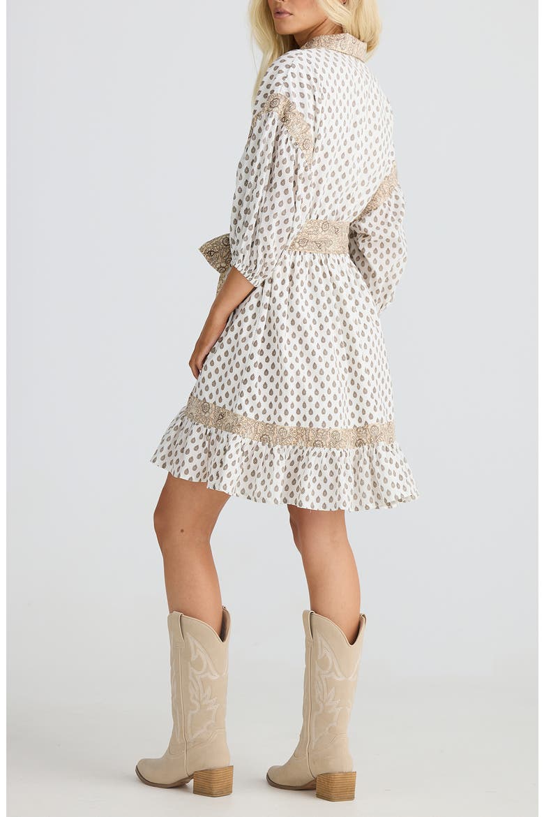 Echo Print Tie Waist Shirtdress, Alternate, color, TEMPLE