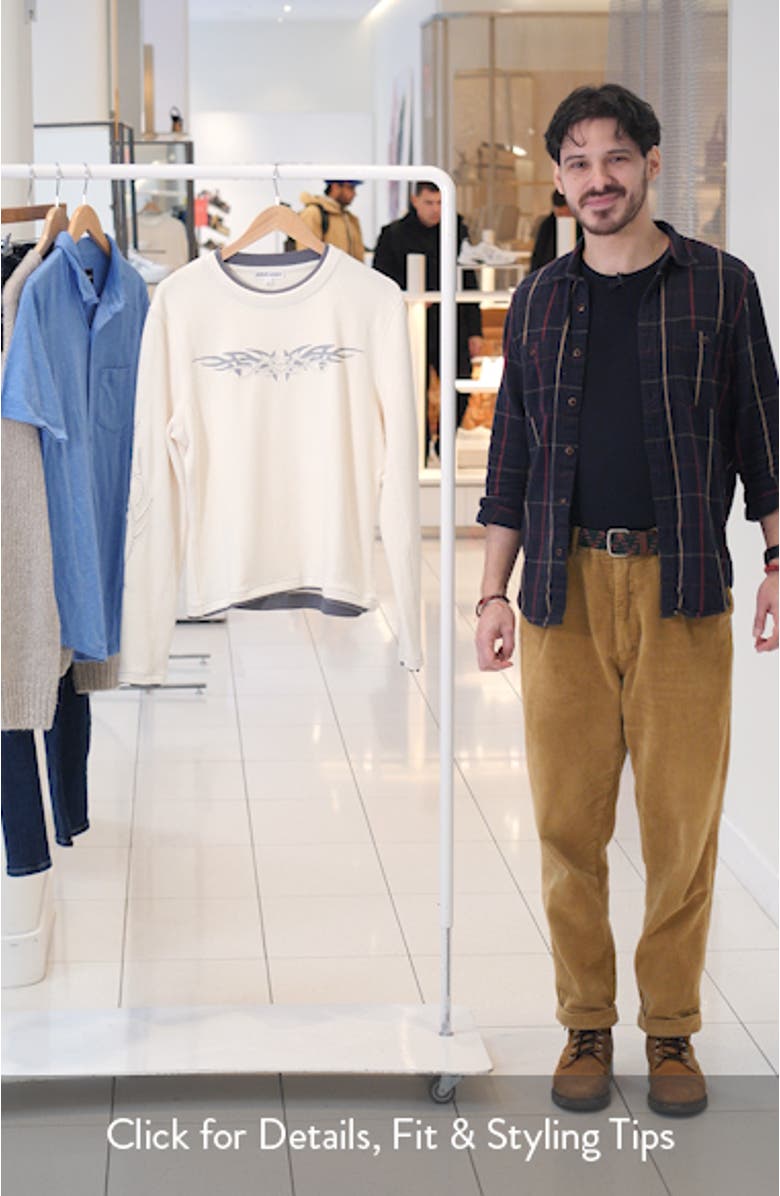 Tattoo Appliqué Long Sleeve Waffle T-Shirt, sales video thumbnail