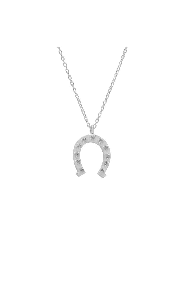 Sterling Silver Horseshoe Equestrian Necklace, Main, color, Silver
