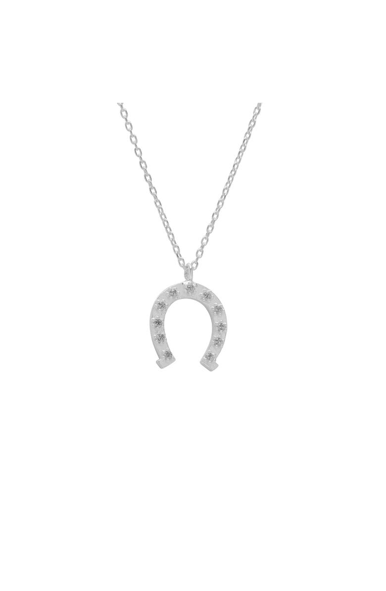 Spero London Sterling Silver Horseshoe Equestrian Necklace, Main, color, Silver
