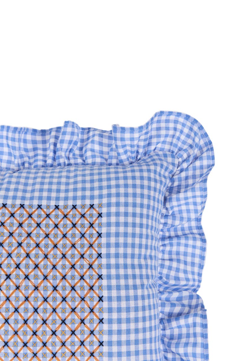 Vuelitos Embroidered Cushion, Alternate, color, Sky Blue