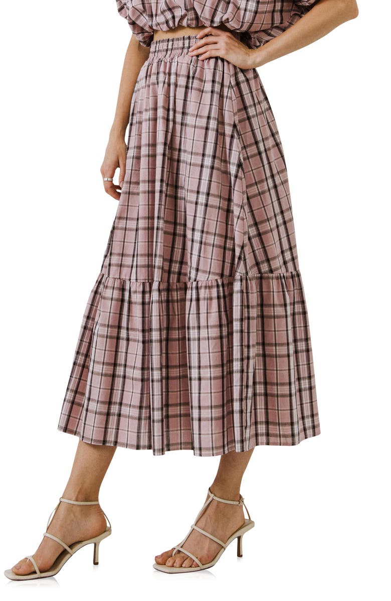 English Factory Plaid Maxi Skirt, Alternate, color,
