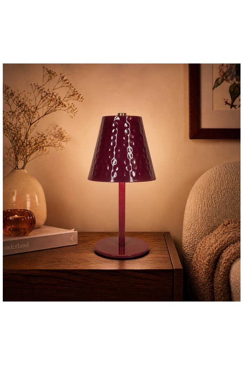Mini Hammered Metal Touch Table Lamp, Alternate, color, CRUSHED BERRY