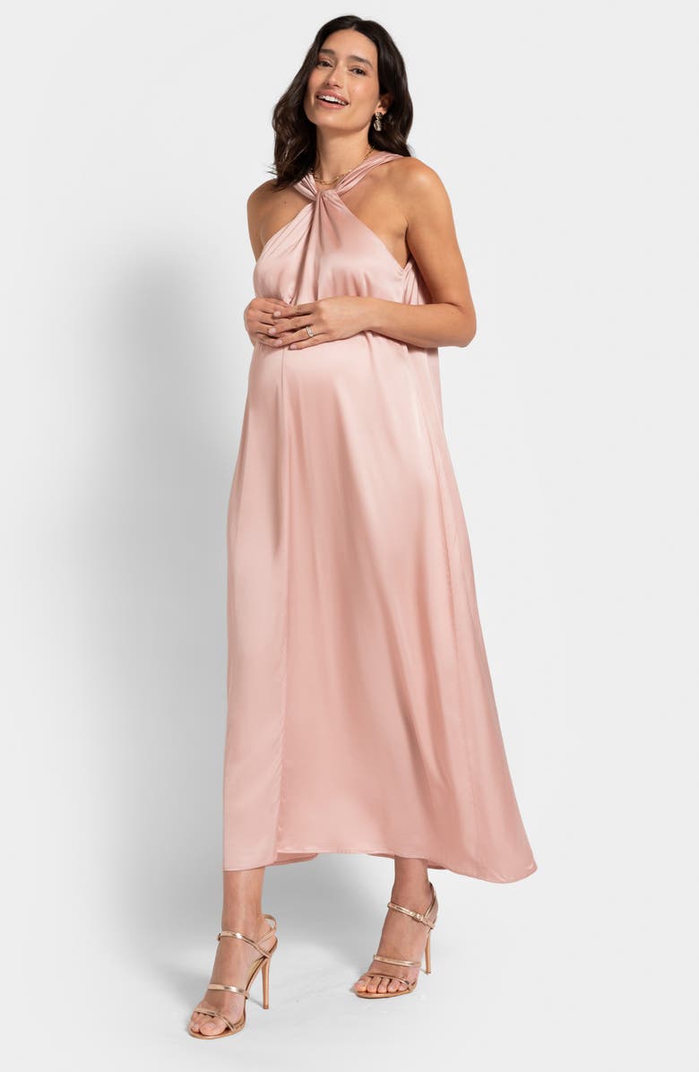 Seraphine Convertible Satin Maternity Maxi Dress, Alternate, color, Blush