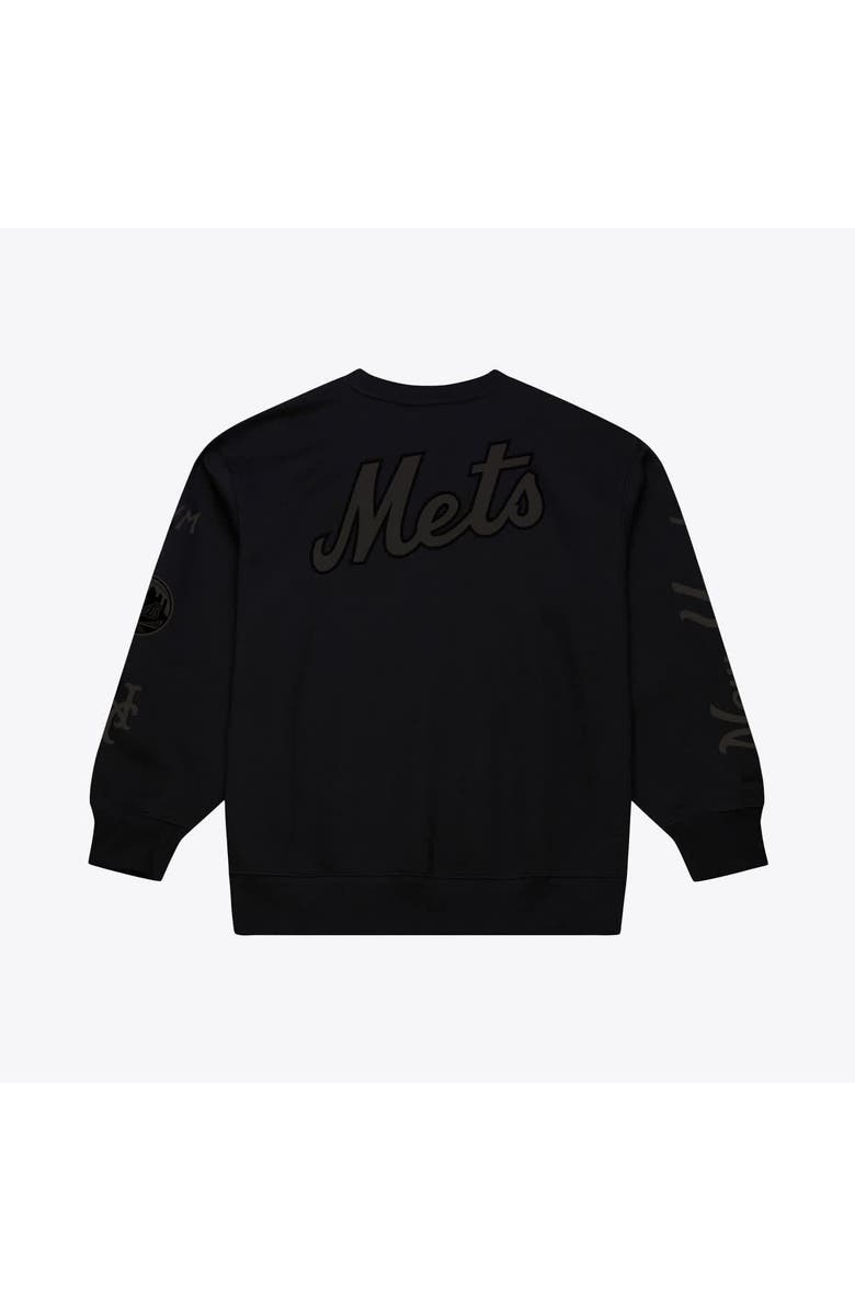 Mitchell & Ness Men's Mitchell & Ness Black New York Mets Phantom Fleece Crewneck Sweatshirt, Alternate, color, Black