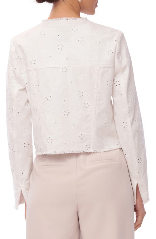 Bagatelle Fray Edge Cotton Eyelet Trucker Jacket In White
