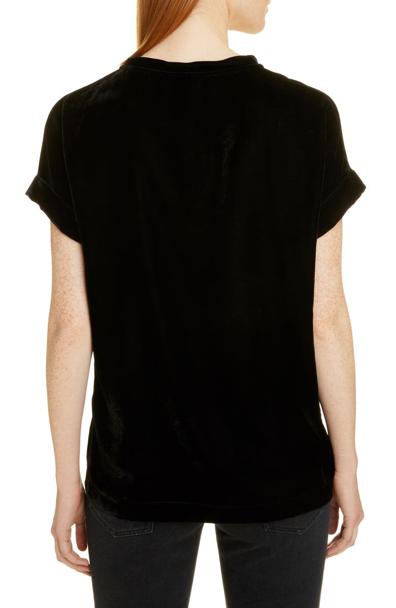 Balmain Glitter Logo Velvet Tee, Alternate, color, 