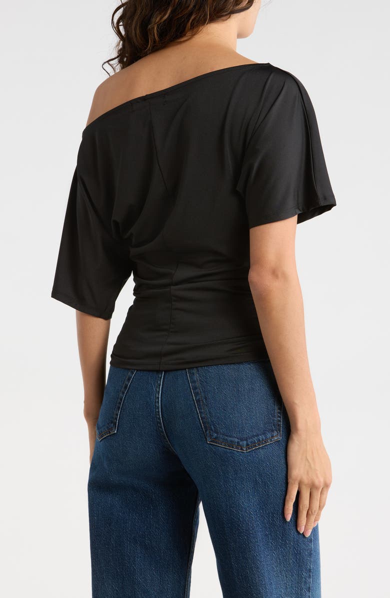 Madden Girl Asymmetric Off the Shoulder Top, Alternate, color, Black