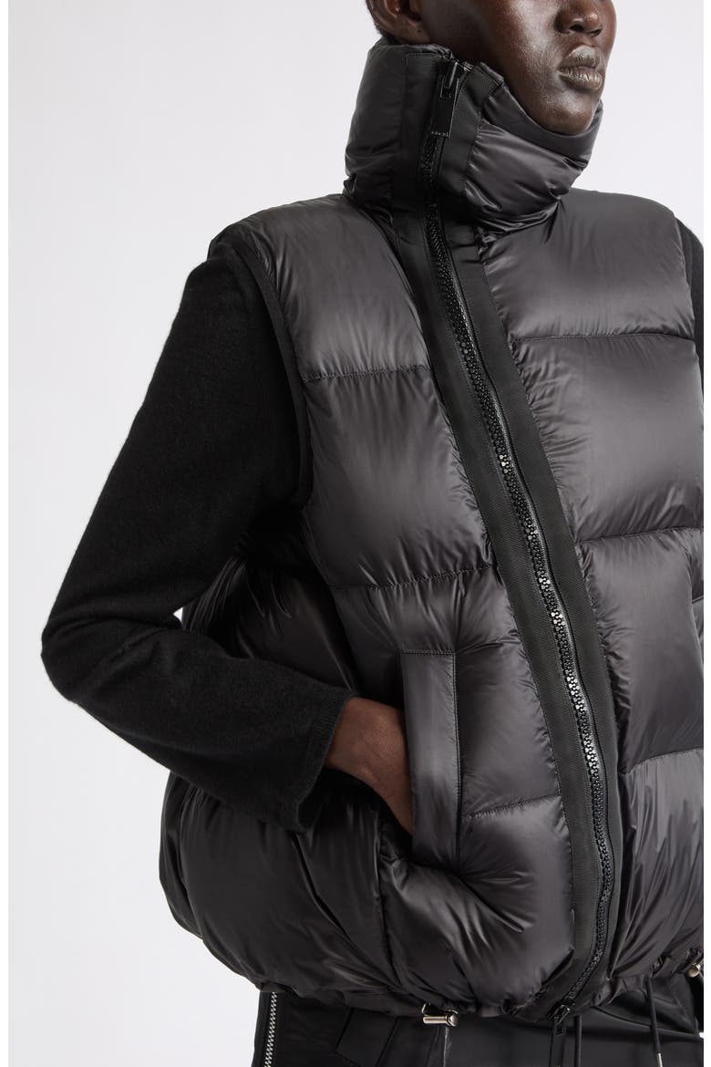 Asymmetric Down Puffer Vest, Alternate, color, BLACK