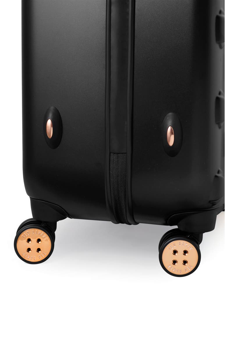 Small Beau 22-Inch Bow Embossed Four-Wheel Trolley Suitcase, Alternate, color, BLACK