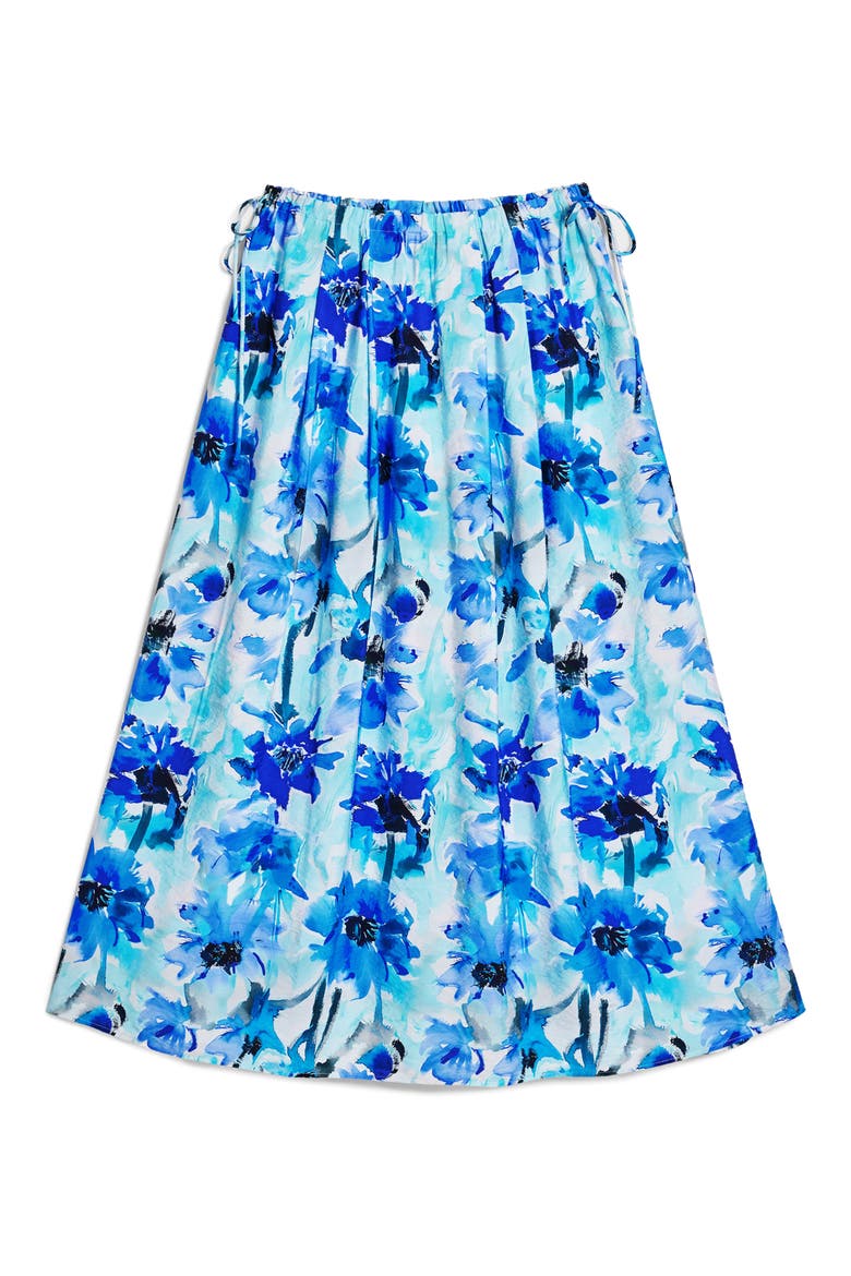 Floral Drawstring Maxi Skirt, Alternate, color, BLUE