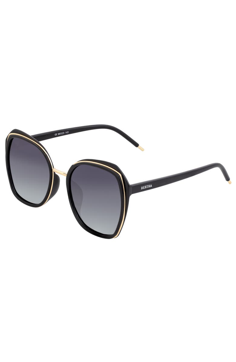 BERTHA Jade Polarized Sunglasses, Main, color, Black/Black