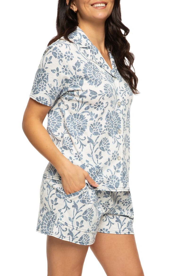 Josephine Crinkled Jersey Short Pajamas, Alternate, color, DISTRESSED FLORAL PRINT