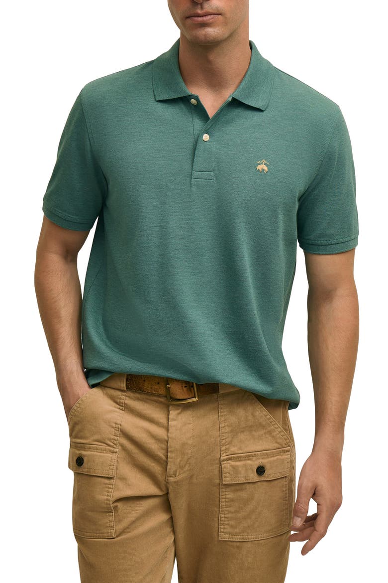 Supima Cotton Pique Polo, Main, color, MED TEAL HTR