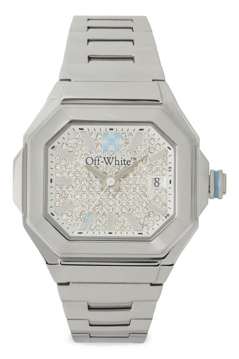 Shift Crystal Bracelet Watch, 38.5mm x 40mm, Main, color, STAINLESS STEEL
