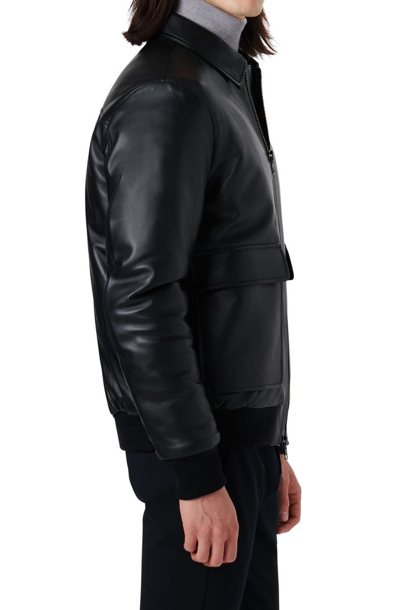 Bugatchi Leather Bomber Jacket, Alternate, color,