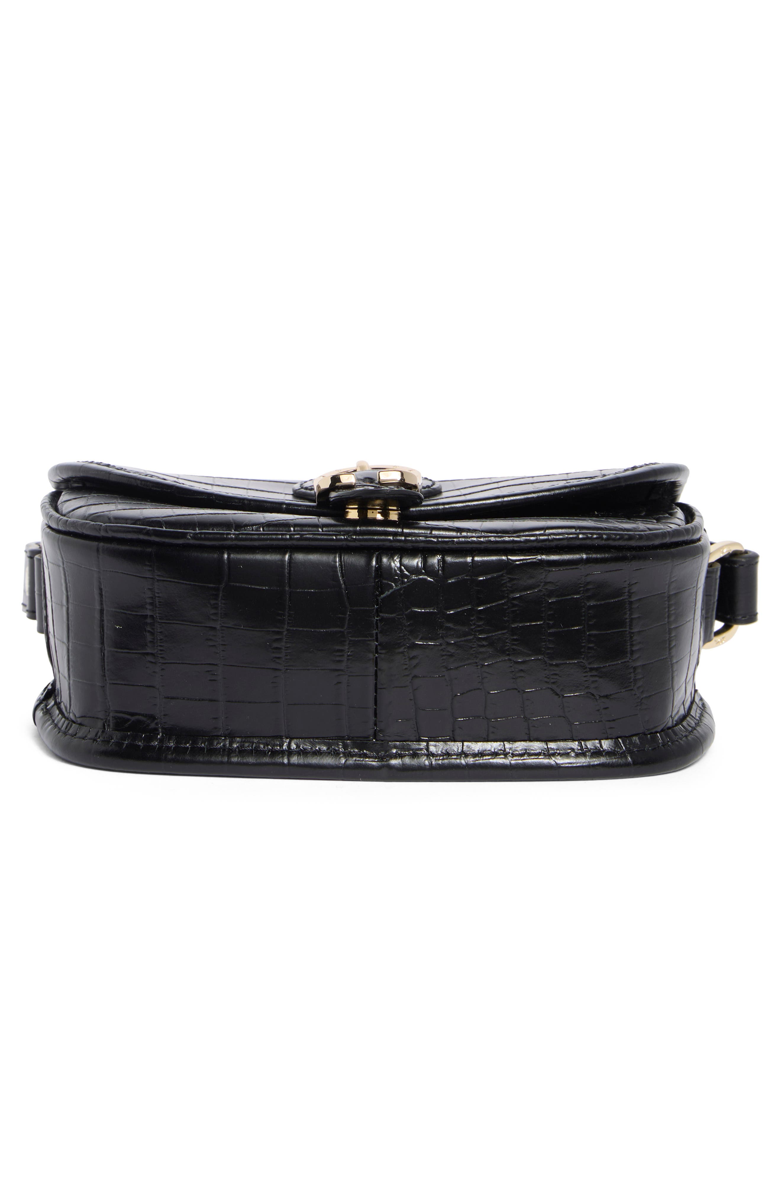 Longchamp 1980 Croc Embossed Small Crossbody Bag, Alternate, color, Black