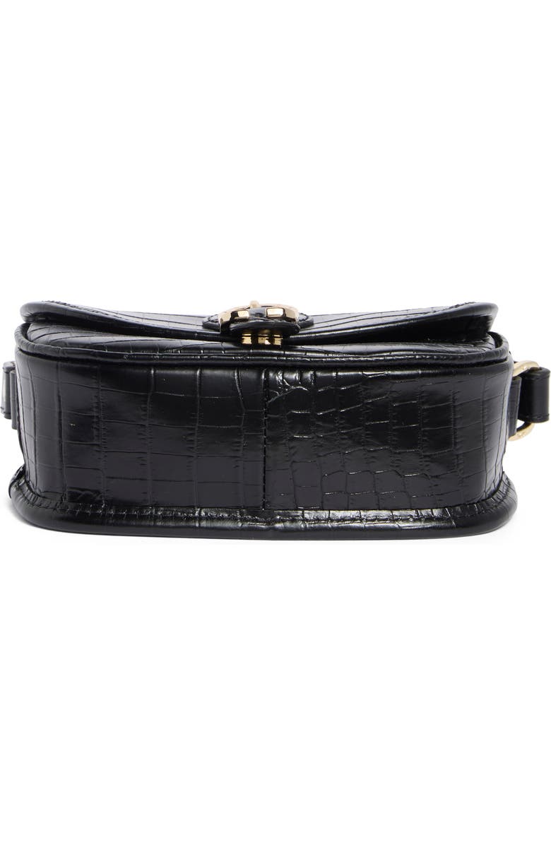 Longchamp 1980 Croc Embossed Small Crossbody Bag, Alternate, color, Black